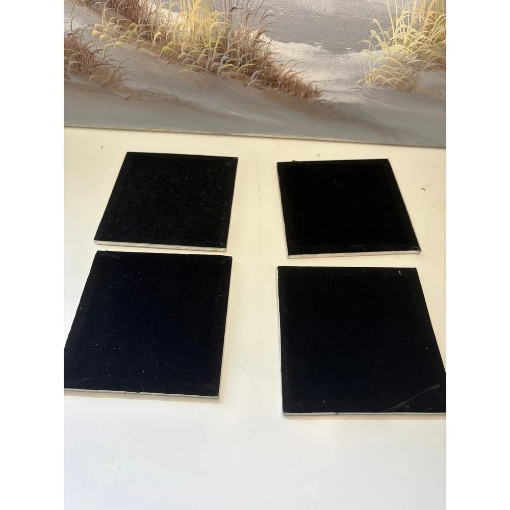Pier 1 Imports Enamel Coasters Set of 4 Multi Color Stained Glass Style Square